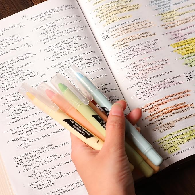 FUNFULL Bible Highlighters and Pens No Bleed Through, 16 Pack Assorted Colors Pastel&Earthy Gel Highlighters, Bible Markers Study Kit Journaling School Supplies with Wax texture（Soft Colors）