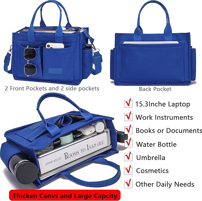 Canvas Tote Bag for Women,Women's Bags Crossbody Bags Work Laptop Tote Bag Large Handbags Purse for Travel Nurse Teacher