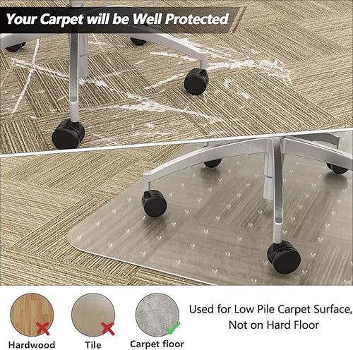 Amyracel Large Office Chair Mat for Low Pile Carpet - 35" x 55" Clear Computer Desk Mat for Home & Offices, Easy Glide Plastic Floor Mat for Office Chair On Carpet