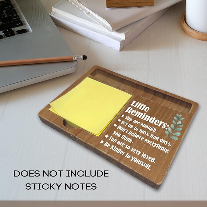 Little Reminders Inspirational Desk Decor Gifts, Wooden Desk Note Pen Holder, Motivational Office Decor with Quotes, Thank You Teachers Day Gifts for Colleague Family Friends-A10