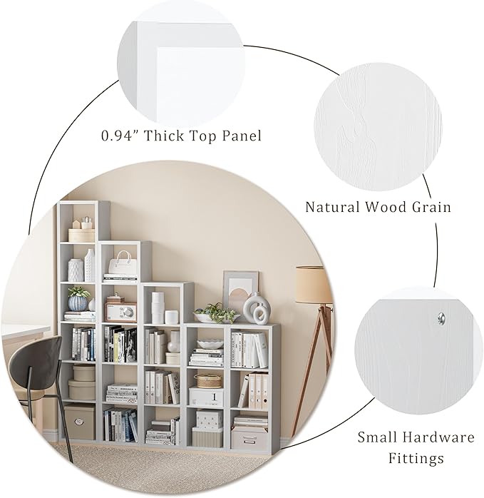 Cube Storage Organizer Bookcase, 3 Tier Decorative 11 inch Open Back Cubical Shelf with Thickened Border, Display Bookshelf for Living Room, Home Office, Sturdy Room (White, 3 Cube)