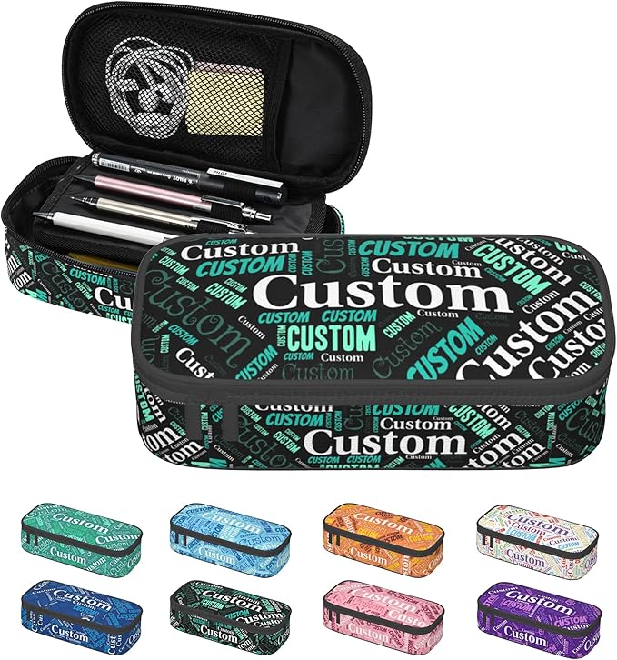 Custom Pencil Case with Name, Personalized Pen Bag Add Your Image Text, Large Storage Students Stationery Pen Box with Zipper Durable Pencil Box for Girls Boys Office School