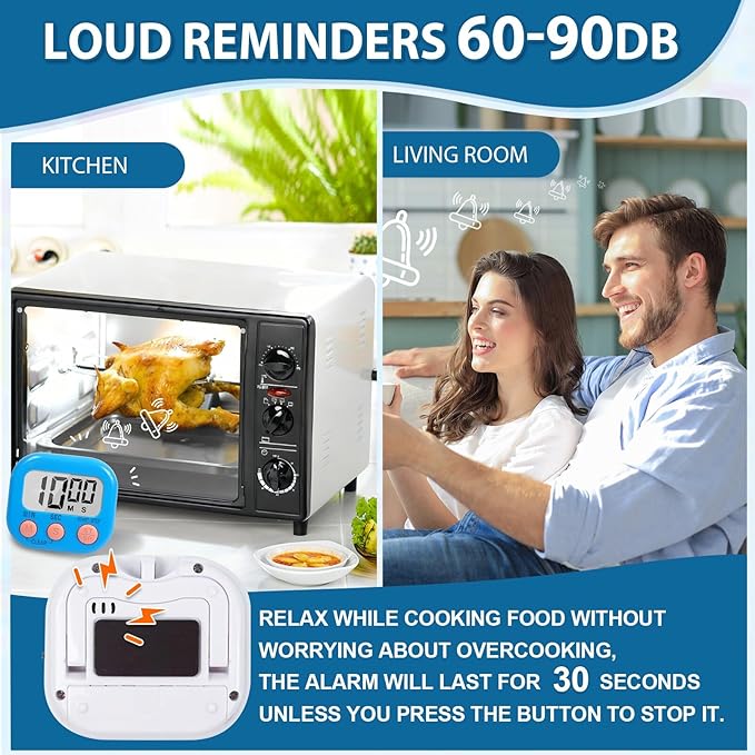 12 Pack Digital timers for Classroom, Magnetic Countdown Kitchen Timers for Cooking, Big Digits Loud Alarm Timer for Teachers, Sports, Study, Gym, Training, Baking