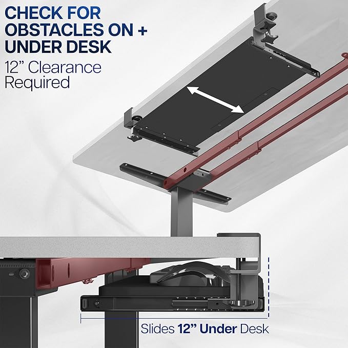 VIVO Large Clamp-on Computer Keyboard and Mouse Under Desk Slider Tray, 27 x 11 inch Pull Out Platform Drawer, Gray, MOUNT-KB05GY