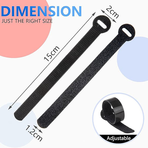 60x Cable Management Ties, Cord Wraps Black 6 Inches, Reusable Tidy Wire Ties for Cords, PC, TV, Computer & Desk