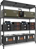 4 Tiers Storage Shelves Load 2640LBS, Metal Shelving Wire Metal Shelving Unit Shelves for Storage Adjustable Garage Shelving for Pantry Kitchen Garage Black 17.7" D x 59.1" W x 70.4" H