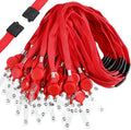 Windyun 72 Pcs Breakaway Lanyard with Safety ID Bulk Retractable Lanyards Flat Neck Straps (Red)