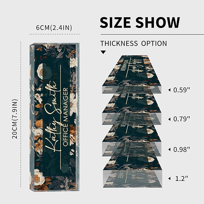 Personalized Name Plate for Desk, Custom Desk Name Plate, Acrylic Name Plate Office Desk Accessories, Personalized Office Gifts for Coworkers Teachers, Employee Appreciation Gifts (B-Darkcyan)