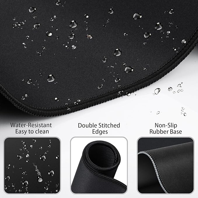 Mouse Pad Black, Mouse Pad with Wrist Rest, 4-in-1 Large Mousepad+Keyboard Wrist Rest+Mouse Pad Wrist Support+Cup Pad Set,Ergonomic Anti-Slip,Memory Foam Desk Mat for Home Office Gaming(35.4×15.7in)