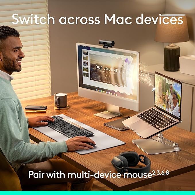 Logitech Signature Slim Solar+ Wireless Bluetooth Keyboard K980 for Mac, Solar and Artificial Light Powered, Up to 10 Years Battery Life, Customizable Keys - Graphite