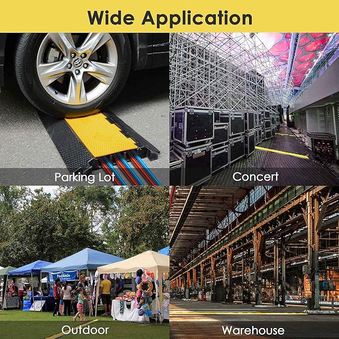 Yescom Cable Ramp Protector 3 Channel Garden Hose Protecitive 44000 Lbs Load Capacity Heavy Duty Speed Bump for Road Driveway Walkway