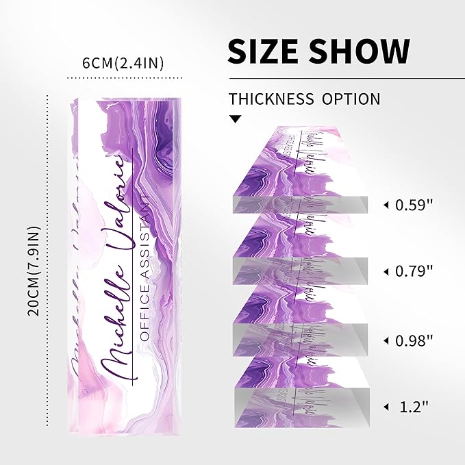 Name Plate for Desk-Personalized Name Plates for Desk-Name Plate Personalized for Office-Gifts for Teacher Boss Employee Appreciation Office Desk Decor (purple ink), MYDZBJMT1009