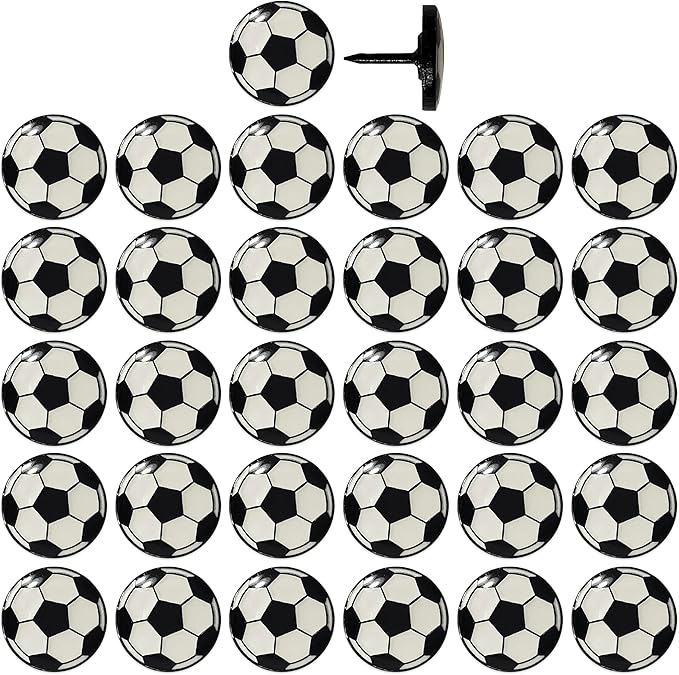 Soccer Ball Push Pins for Cork Boards and Maps, Designed in The USA, Golf Ball Pins, Set of 32