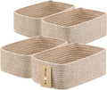 Small Storage Baskets for Organizing | Closet Organizer Bins | Shelf Toy Basket | Woven Rope Baskets | Cube Decorative Box | Shallow Basket | 11.5x7.5x4.7” | 4 Packs Mixed Brown