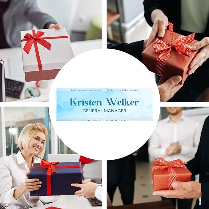 Desk Name Plate Personalized, Premium Business Modern Blue Acrylic Desk Name Plate, Personalized Name Plate for Desk, Office Decor for Women or Men Coworkers, Boss, Employee, Teacher(Blue 1)