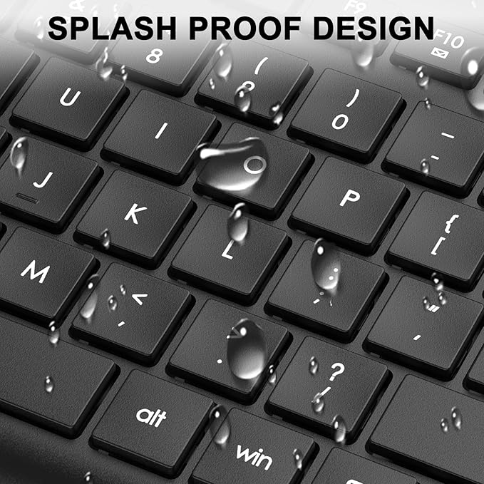 Wireless Keyboard and Mouse Combo, Full-Size Silent Ergonomic Keyboard and Optical Mouse, Long Battery Life, 2.4GHz Lag-Free Cordless Mice Keyboard for Computer, Mac, Laptop, PC, Windows