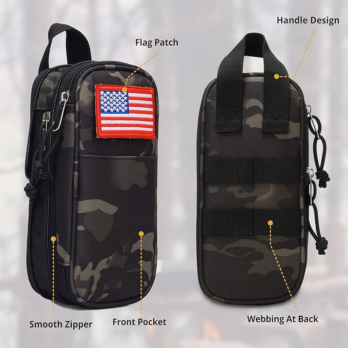 Pencil Case Big Capacity High Large Storage Tactical Small Tool Pouch Bag Marker Pen Case Stationery Bag Travel Holder School College Office Organizer for Kids Men Women Adult Teens (Camo-Black)