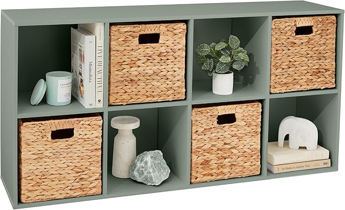 Best Choice Products Kids Bookcase 8-Cube Storage Organizer, 11in Shelf Opening, Bookshelf, Toy Storage, Customizable w/ 3 Removable Back Panels – Sage