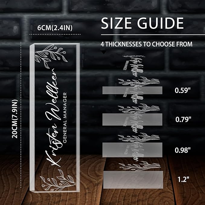 Custom Office Name Plate for Desk, Desk Name Plate Personalized, Personalized Gifts for Women, Appreciation Gifts for Employee Coworkers Boss Teacher, Office Accessories (Engrave Leaves)