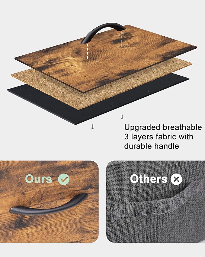 Crestlive Products Vertical Dresser Storage Tower - Sturdy Steel Frame, Wood Top, Easy Pull Fabric Bins - Wide Organizer Unit for Bedroom, Hallway, Entryway, Closets - 5 Drawers(Rustic Brown)