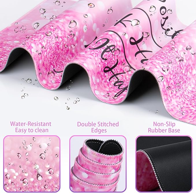 Mousepad Pink, Mouse Pad with Wrist Rest, 4-in-1 Large Mousepad+Keyboard Wrist Rest+Mouse Pad Wrist Support+Cup Pad Set,Ergonomic Mouse Pad,Anti-Slip,Memory Foam Desk Mat for Women Office Gaming