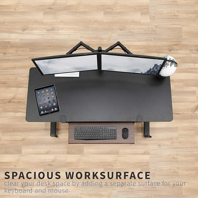 VIVO Large Clamp-on Computer Keyboard and Mouse Under Desk Slider Tray, 27 x 11 inch Pull Out Platform Drawer, Dark Wood, MOUNT-KB05D