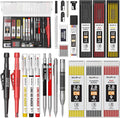 Nicpro 24PCS CP3000 Mechanical Carpenter Pencil Set with Sharpener & Sheath, Lead Refills, Long Nib Marker, Center Punch, Carbide Scribe Tools, Heavy Duty Construction Pencil for Architect Woodworking