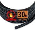30ft - 1/4 inch (AD10) Flame Retardant Split Wire Loom Tubing - Sleeves for Electric Cables, Flexible Wire Covers Cord Protectors - Black