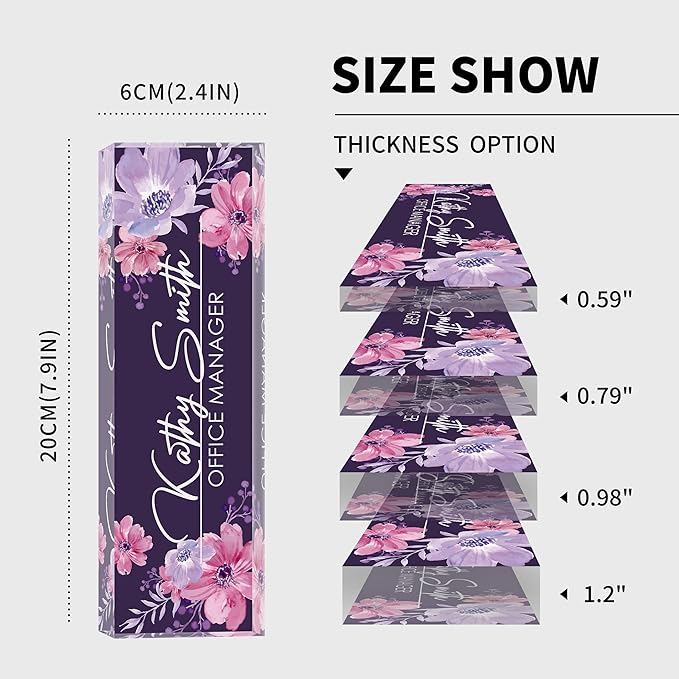 Personalized Name Plate for Desk, Custom Desk Name Plate, Acrylic Name Plate Office Desk Accessories, Personalized Office Gifts for Coworkers Teachers, Employee Appreciation Gifts (B-Watercolor)