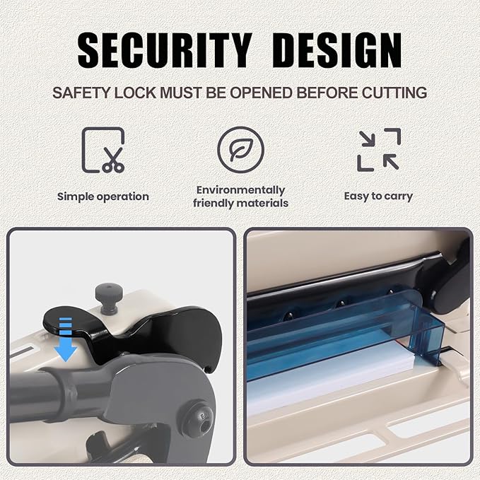 Heavy Duty Guillotine Paper Cutter 12'', 400 Sheets Capacity Paper Trimmer for Cutting Paper, Leather, PVC, Non-Woven Fabrics