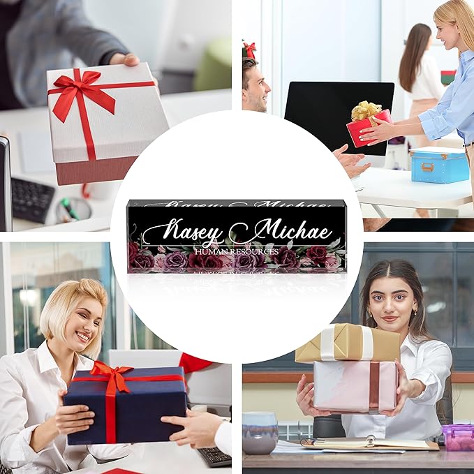 Desk Name Plate Personalized, Personalized Name Plate for Desk, Office Desk Decor The Office Gifts for Women Men, Acrylic Desk Accessories Employee Appreciation Gifts for Boss, Manager, Teacher