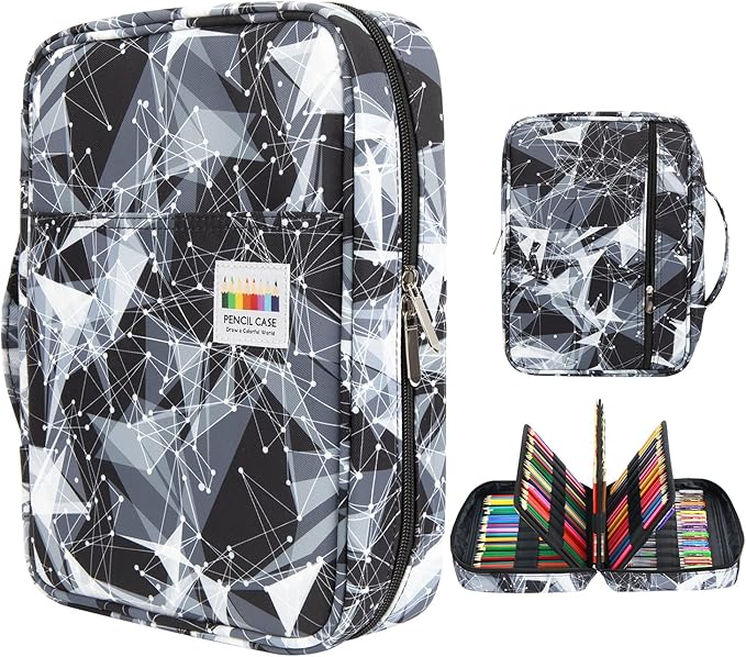 YOUSHARES Big Capacity Colored Pencil Case - 220 Slots large Pen Case Organizer with Multilayer Holder for Prismacolor Colored Pencils & Gel Pen (Constellation Geometry)