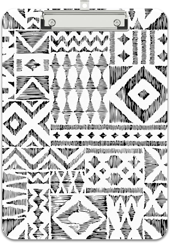 Rimilak Plastic Clipboards with Metal Clip, A4 Letter Size 9 x 12.5 in, Office Decorative for Students Women Men and Kids, Cute Custom Pattern, Abstract Diamond