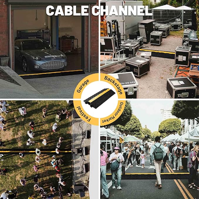 Yescom Cable Ramp Protector 1 Channel Garden Hose Protecitive 44000 Lbs Load Capacity Heavy Duty, 39.37"x22.83"x4.72" Speed Bump for Road, Driveway, Walkway and Commercial Use