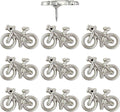 Bicycle Push Pins - Silver Metal Bike Pins - for Cork Board, Maps, or Lapel Pin Use - Designed in USA - Set of 10