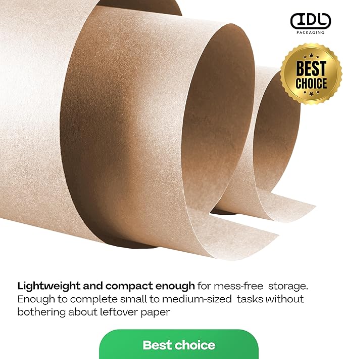 Brown Kraft Paper Roll 36" x 1200" (100 feet) with Cutter - USA-Made Quality Paper 50lb Thickness for Wrapping, Packing, Moving, Shipping, & Crafts/Arts - Natural Kraft Material by IDL Packaging