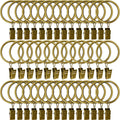 AMZSEVEN 40 Pack Metal Curtain Rings with Clips, Drapery Clips Hooks, Decorative Curtain Rod Clips 1.5 in Interior Diameter, Antique Bronze