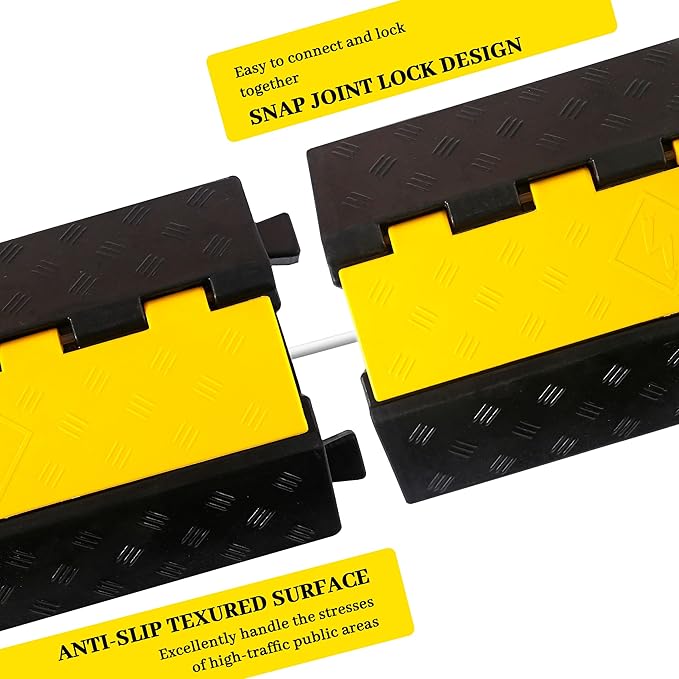 Rubber Cable Ramp Cable Protector Ramps Wire Hose Protective 1 Channel Traffic Rubber Plastic Cord Cover Speed Bump for Asphalt Concrete Gravel Driveway Outdoor, 1 Pack