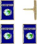 Passport Push Pins - Metal Passport Map Pins - For Cork Board, Maps, or Lapel Pin Use - Designed in USA - Set of 4