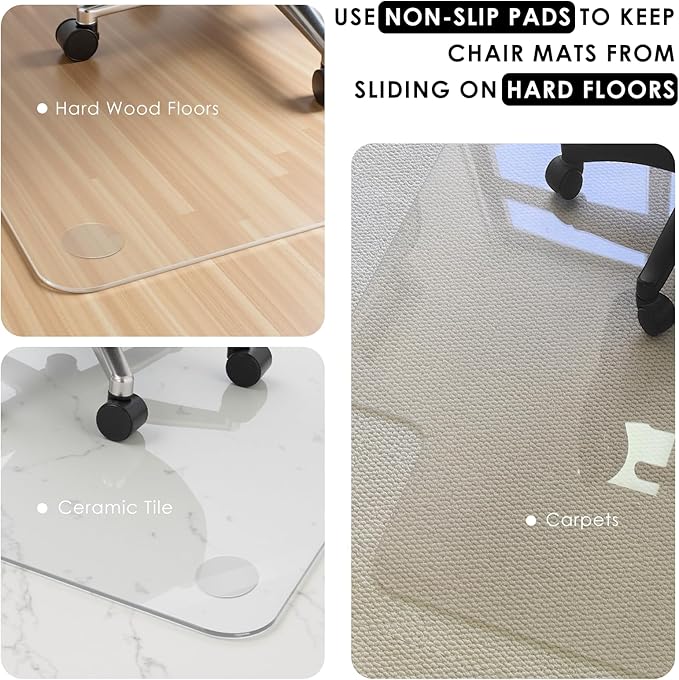 Kuyal 2 Pack 1/5" Thick Office Chair Mat, 36" x48" with Lip Heavy Duty Hard Computer Chair Mat, Under Desk Protector Carpeted Floors Mats, Can be Used on Carpet or Hard Floor, Ship Flat