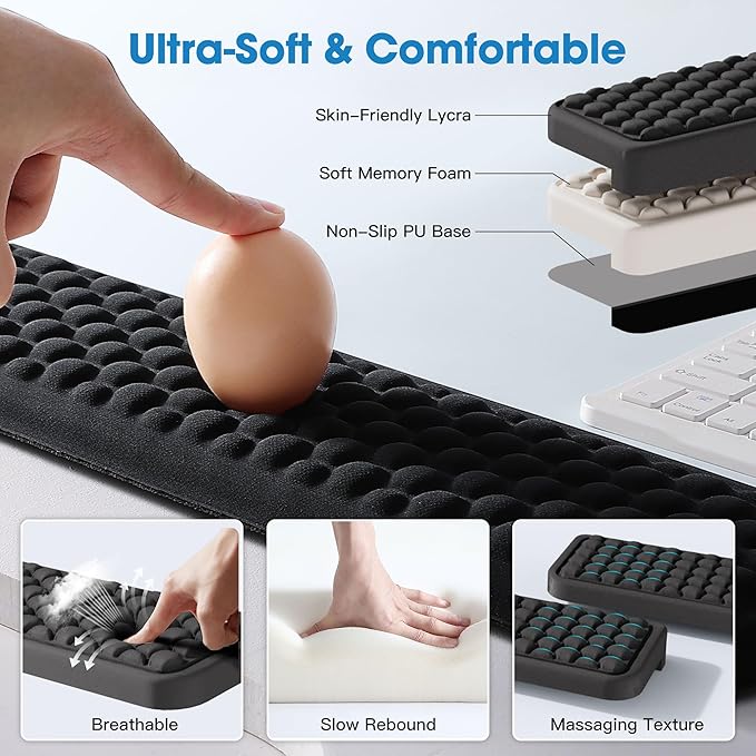 MEKASS L-Shaped Desk Elbow Pad for Desk, Memory Foam Elbow Support Padding with Non-Slip, 2-Piece Ergonomic Desk Edge Cushion, Wrist Comfort Support for Office Home (Honeycomb Texture)