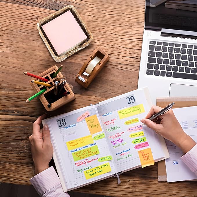 Sticky Note Holder Seagrass Post It Note Dispenser, 3 x 3 Inch Woven Sticky Note Dispenser, Farmhouse Post It Holder for Desk Home Office Decor, Whitewash