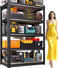 5-Tier Garage Shelving Heavy Duty Storage Shelves, Metal Adjustable Shelving Unit, Utility Garage Organizer Shelf for Basement, Pantry, Kitchen, Warehouse, 31.5" W x 13.8" D x 71.2" H, Black