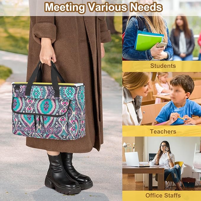 LoDrid Portable File Box with Handle, Foldable Bag for Legal Size File Folder, Separated Storage Laptop Layer (up to 15.6 Inch), Totem, Bag Only(Patent Design)