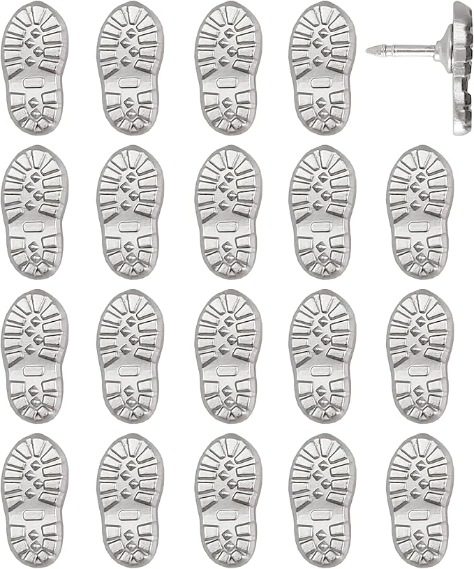 Hiking Boot Print Push Pins - Silver Boot Print Pins - for Cork Board, Maps, or Lapel Pin Use - Designed in USA - Set of 20