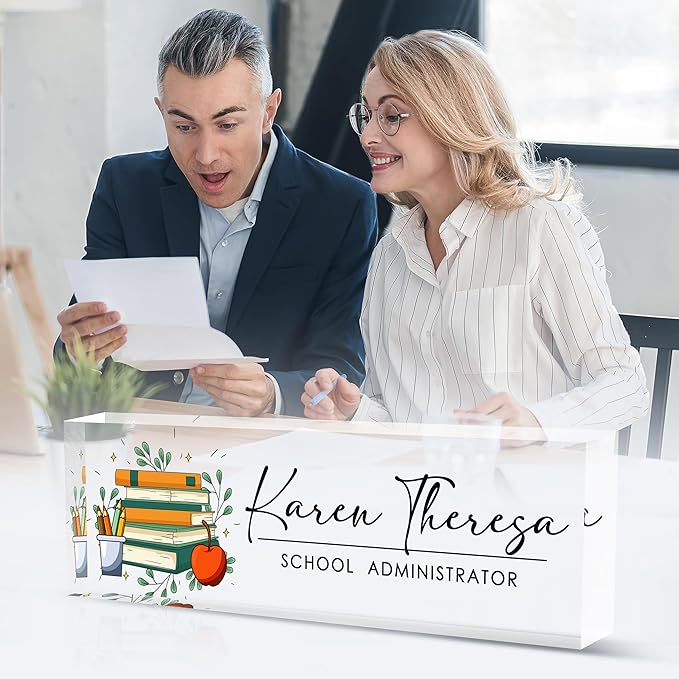 Custom Office Name Plate, Personalized Gifts for Women & Teachers, Office Desk Accessories