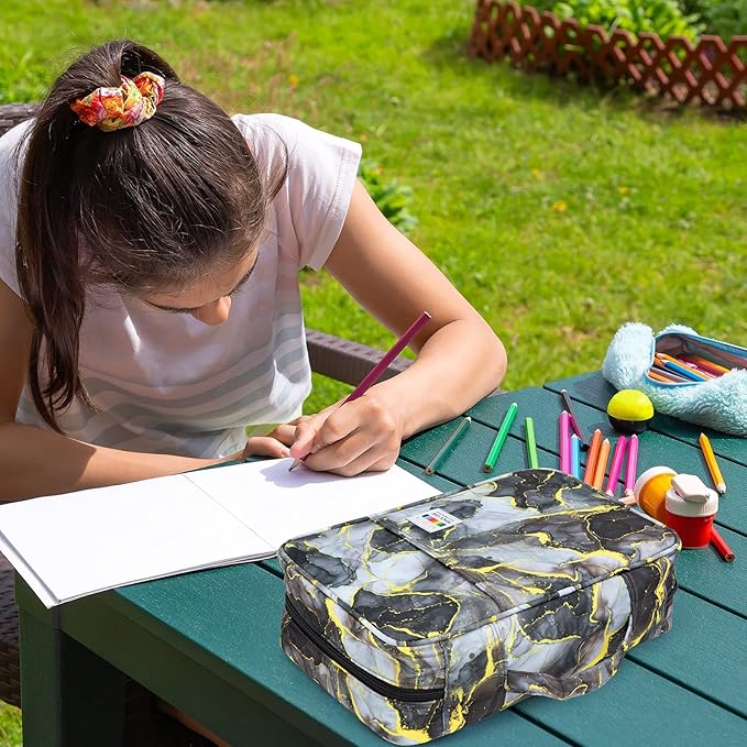 YOUSHARES 300 Slots Color Pencil Case - Pen Case Organizer with Handy Wrap & Zipper, Multilayer Holder for Prismacolor Colored Pencils & Gel Pen (Marble Gray)