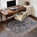 Anidaroel 48"x60" Office Chair Mat for Hardwood Floor/Tile, Vintage Desk Chair Mat for Hardwood, Anti-Slip Floral Bird Rug for Office, Low Plie Floor Protector for Rolling Chairs, Taupe