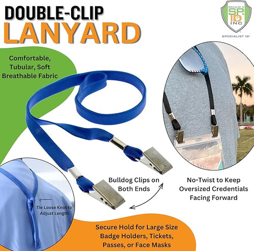 25 Pack - Face Mask Lanyards - Premium Comfortable Neck Straps for Tickets, Badge Holders - Twist Free 2 Hook Design (1 on Each End) for Special Event Badges, Credentials and Ticket Holders (Blue)