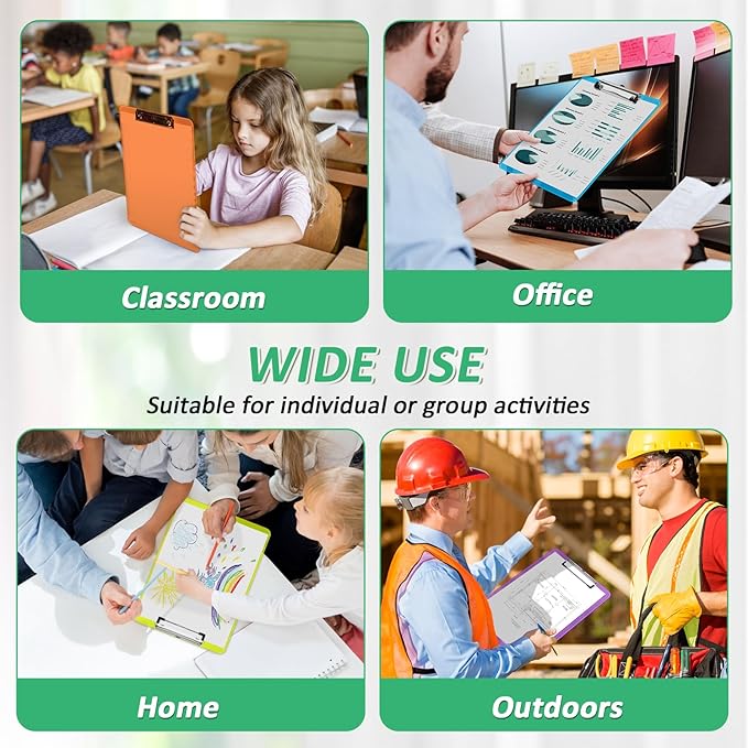 Plastic Clipboards, PANDRI 18 Pack Clear Colored Clipboards, Low Profile Clip Board 12.5 x 9 Inch Standard Letter Size, Office Supplies Classroom
